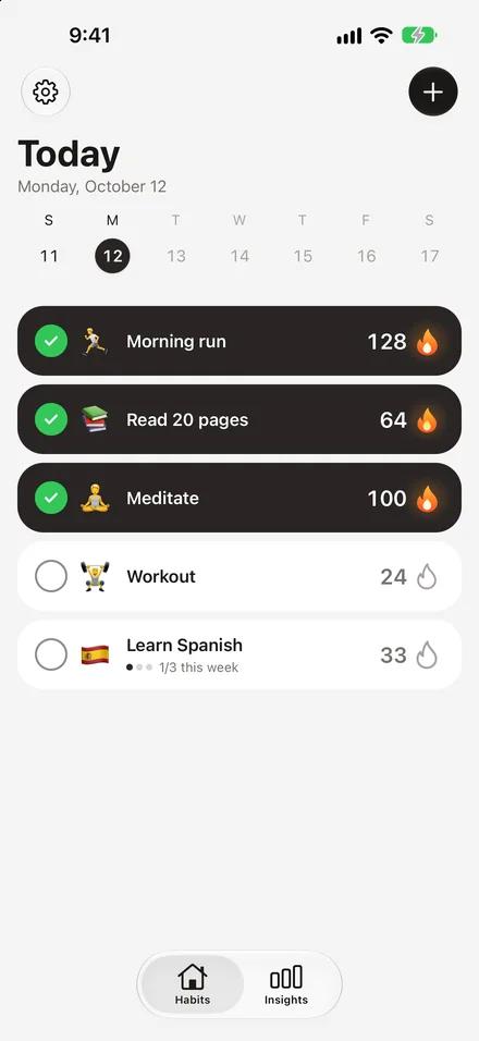 Habit Streak 中的每日习惯 · stone